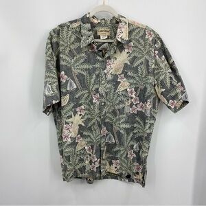 Cooke Street Honolulu Hawaiian Shirt XL floral pineapple button black green